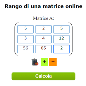 Calcolatore rango matrice - Calcolare il rango di una matrice online
