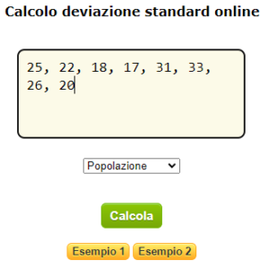 Calcolatore deviazione standard - Calcolo deviazione standard online