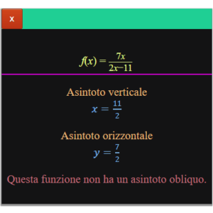 Calcolo asintoti di una funzione online - asintoto obliquo, verticale e orizzontale