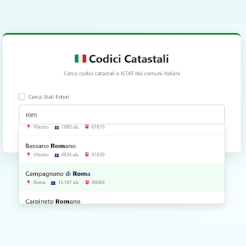 Codici Catastali Comuni